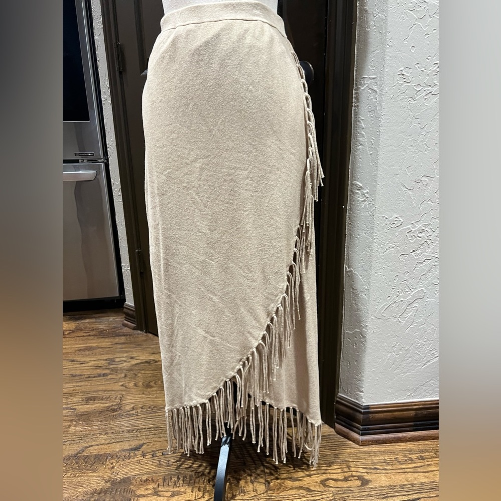 Soft Surroundings Beige Fringe Wrap Skirt